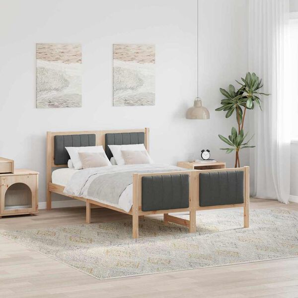 vidaXL Bettgestell Braun und Dunkelgrau 120 x 200 cm Massivholz Kiefer