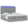 vidaXL Ottoman-Bett mit Matratzen & LEDs Hellgrau 200x200 cm Stoff