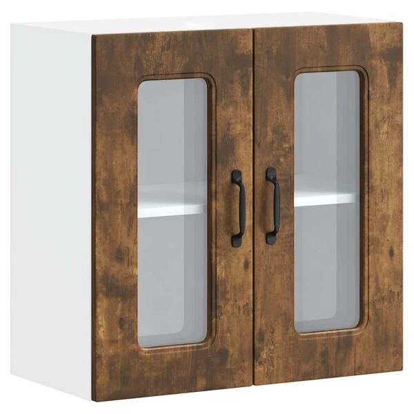 vidaXL K&uuml;chen-H&auml;ngeschrank mit Glast&uuml;r Kalmar R&auml;uchereiche Holzwerkstoff