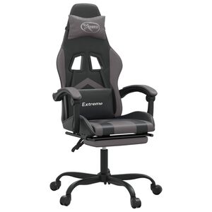 vidaXL Gaming-Stuhl mit Fu&szlig;st&uuml;tze Drehbar Schwarz & Grau Kunstleder