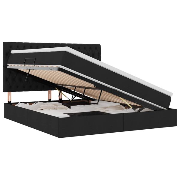 vidaXL Aufbewahrungsbett mit Matratze Schwarz 160 x 200 cm Polyester