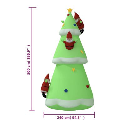 vidaXL Aufblasbarer Weihnachtsbaum mit LEDs 500 cm