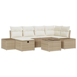 vidaXL Sofa Set mit Kissen 7 pcs Poly-Rattan