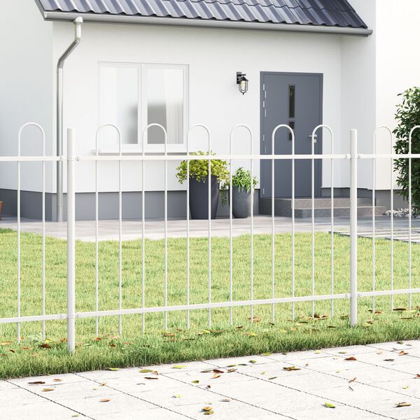 vidaXL Gartenzaun Wei&szlig; 1,7 x 0,8 m Pulverbeschichteter Stahl