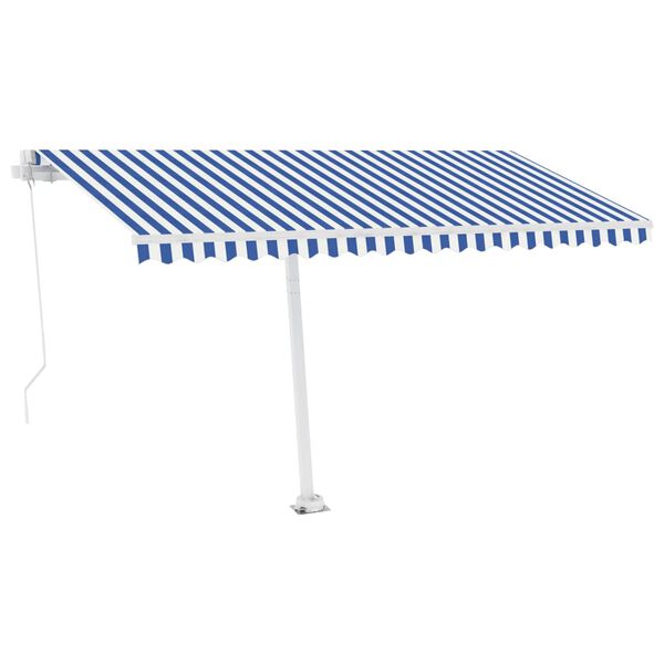vidaXL Standmarkise Manuell Einziehbar 450x350 cm Blau/Wei&szlig;