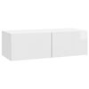vidaXL Wandmontierter TV-Schrank Hochglanz Wei&szlig; 98 x 41 x 30 cm