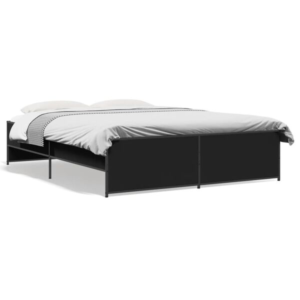 vidaXL Bettgestell Schwarz 140x200 cm Holzwerkstoff und Metall