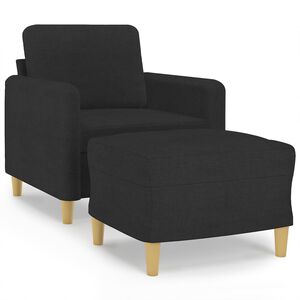 vidaXL Sessel mit Hocker Schwarz 60 cm Stoff