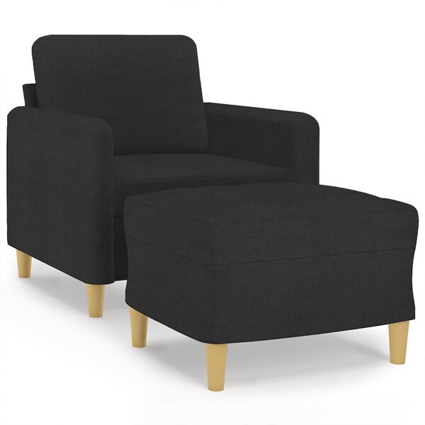 vidaXL Sessel mit Hocker Schwarz 60 cm Stoff
