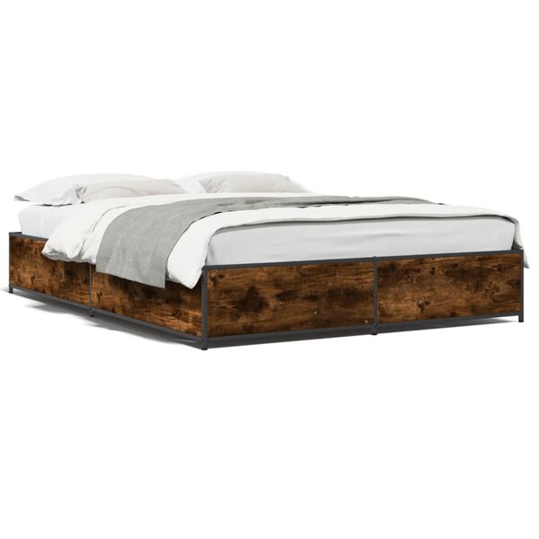 vidaXL Bettgestell R&auml;uchereiche 120x190 cm Holzwerkstoff und Metall