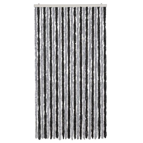 vidaXL Fliegenvorhang Grau und Schwarz 100x200 cm Chenille