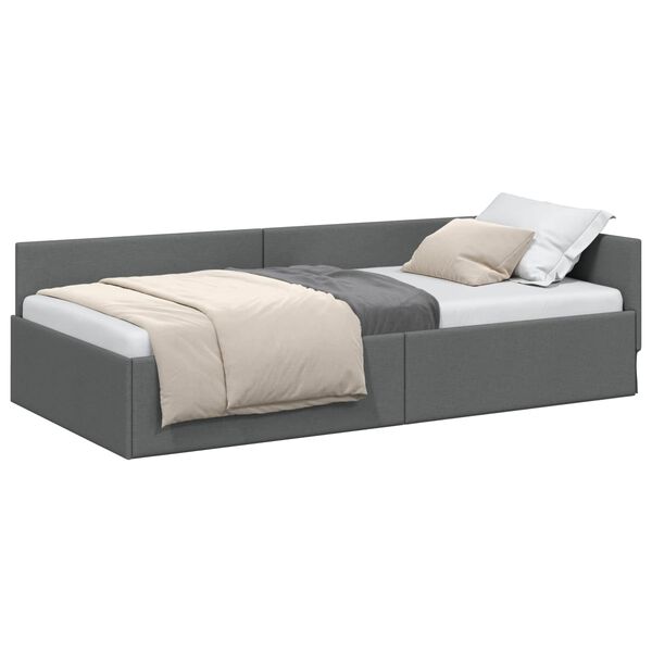 vidaXL Eckbettgestell mit Kopfteil Dunkelgrau 90 cm x 200 cm Samt