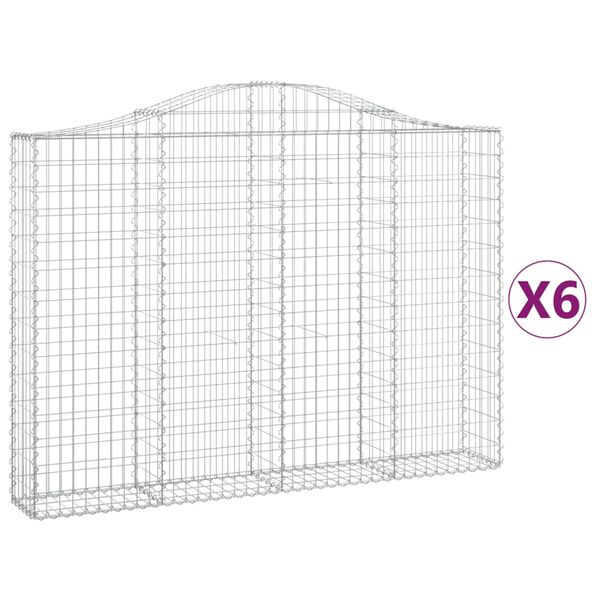vidaXL Gabionen mit Hochbogen 6 Stk. 200x30x140/160cm Verzinktes Eisen