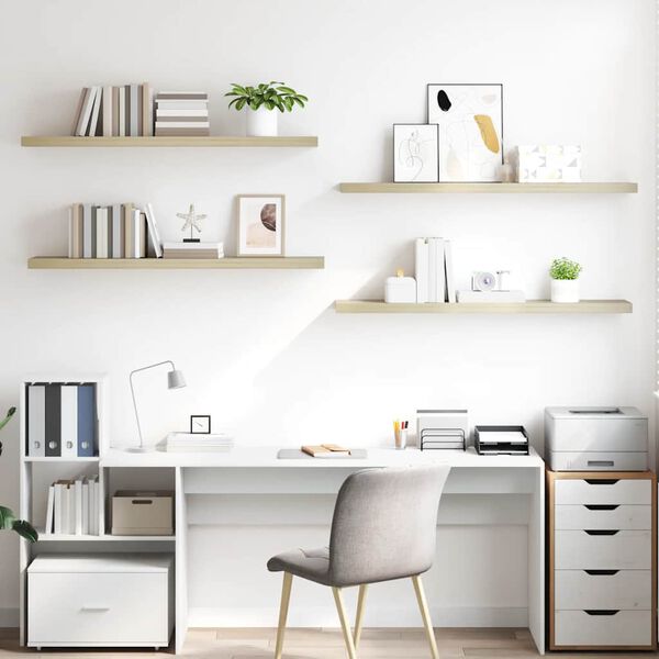 vidaXL Schweberegale 4 Stk. Eichen-Optik 120x23,5x3,8 cm MDF