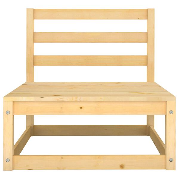 vidaXL Garten-Mittelsofa mit Grauen Kissen Massivholz Kiefer