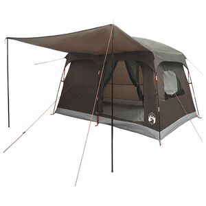 vidaXL Familienzelt mit Dach Braun Grau 380 x 260 x 190 cm Polyester