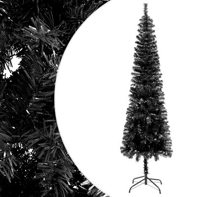 vidaXL Weihnachtsbaum Schlank mit LEDs Schwarz 210 cm