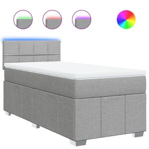 vidaXL Boxspringbett mit Matratze Hellgrau 80x200 cm Stoff