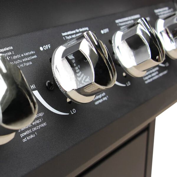 vidaXL Gasgrill 6+1 Flammen Schwarz
