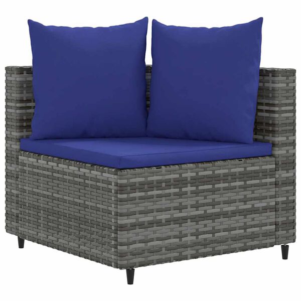 vidaXL 8-tlg. Garten-Sofagarnitur mit Kissen Grau Poly Rattan