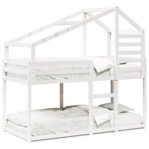vidaXL Etagenbett mit Dach Wei&szlig; 80x200 cm Massivholz Kiefer
