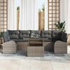vidaXL Garten-Sofa-Set mit Kissen 8 pcs Grau Poly Rattan