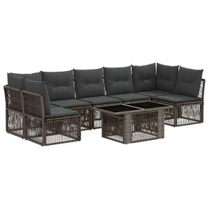 vidaXL Gartensofa-set 7 stk. Grau Poly-Rattan