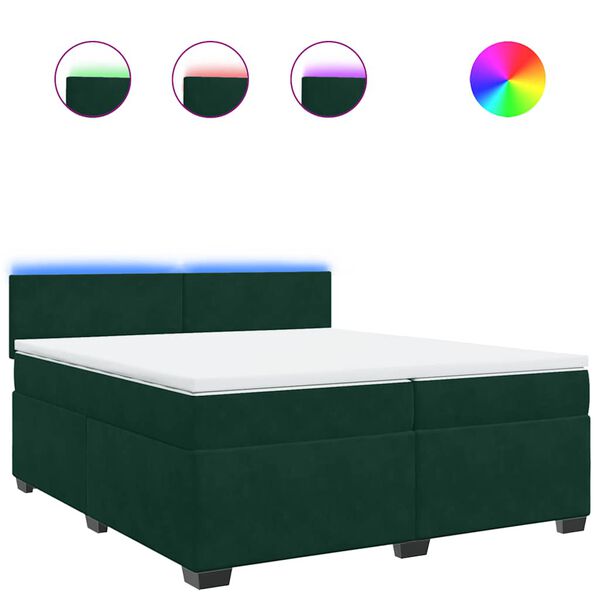 vidaXL Boxspringbett mit Matratze Dunkelgr&uuml;n 200x200 cm Samt