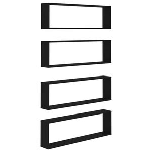 vidaXL W&uuml;rfelregale 4 Stk. Schwarz 100x15x30 cm Holzwerkstoff