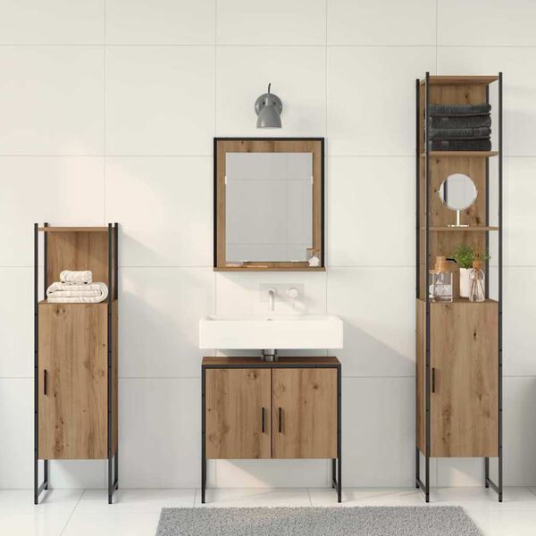 vidaXL Badezimmerm&ouml;bel Set mit Speicher 4 pcs Braun 33 x 33 x 185.5 cm