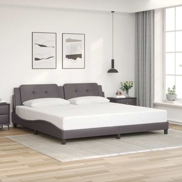 vidaXL Bettgestell ohne Matratze "Zadar" Grau 200x200 cm Kunstleder