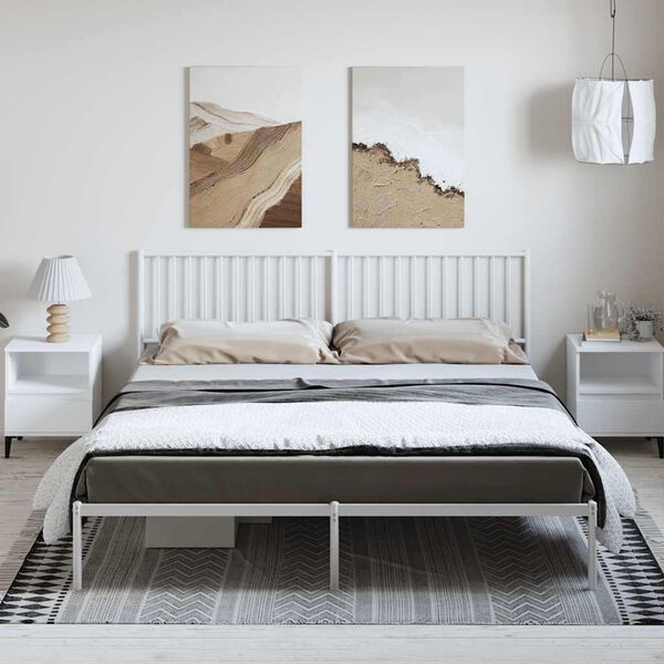 vidaXL Bettgestell mit Kopfteil Metall Wei&szlig; 183x213 cm