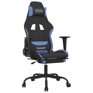 vidaXL Gaming-Stuhl mit Fu&szlig;st&uuml;tze Schwarz und Blau Stoff