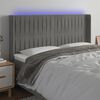 vidaXL LED Kopfteil Hellgrau 163x16x118/128 cm Samt