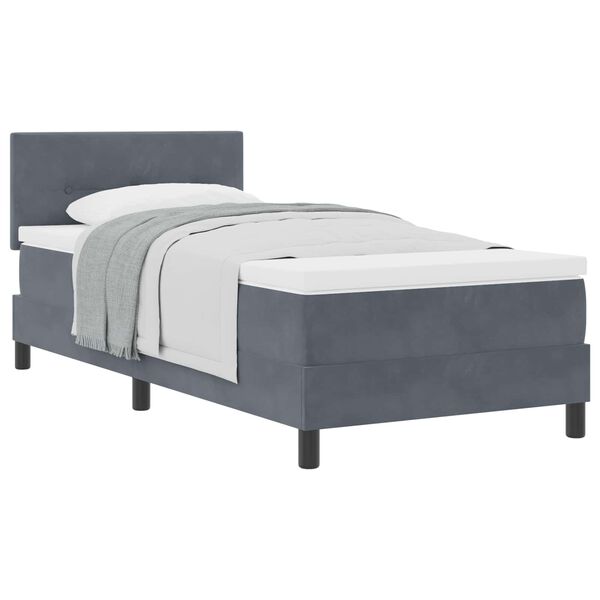 vidaXL Boxspringbett mit Matratze Dunkelgrau 80 x 200 cm Samt