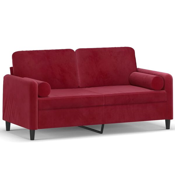 vidaXL 2-Sitzer-Sofa mit Kissen Weinrot 140 cm Samt
