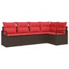 vidaXL Gartensofa-set 5 stk. Braun und Rot Poly-Rattan