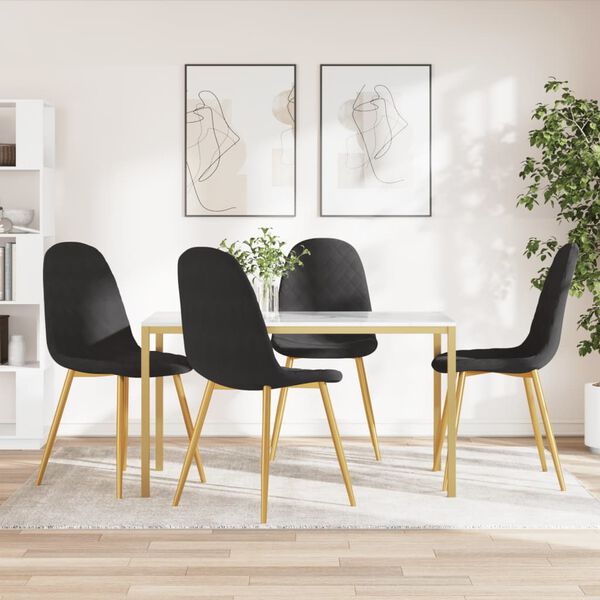 vidaXL Esszimmerst&uuml;hle 4 Stk. Schwarz Samt