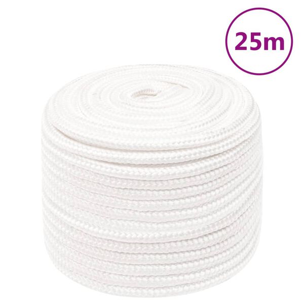 vidaXL Bootsseil Wei&szlig; 14 mm 25 m Polypropylen
