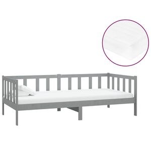vidaXL Tagesbett mit Matratze 90x200 cm Grau Kiefer Massivholz