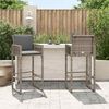 vidaXL Garten-Barhocker 2 Stk. Grau Poly Rattan