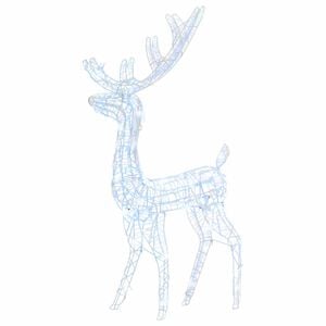 vidaXL LED-Rentier Acryl Weihnachtsdeko 140 LEDs 128 cm Kaltwei&szlig;