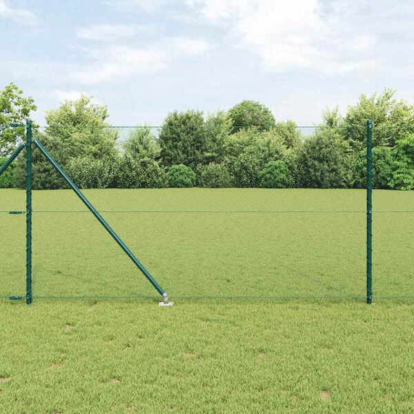 vidaXL Zaunpfosten Gr&uuml;n 50 x 1 m (13 mm Maschendraht) Stahl und PVC
