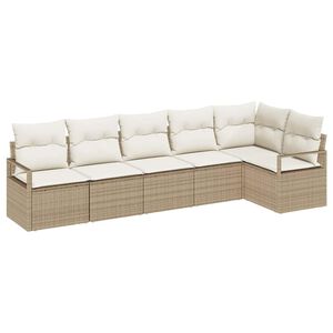 vidaXL Garten-Sofa-Set mit Kissen mit Speicher 6 pcs Beige und Creme