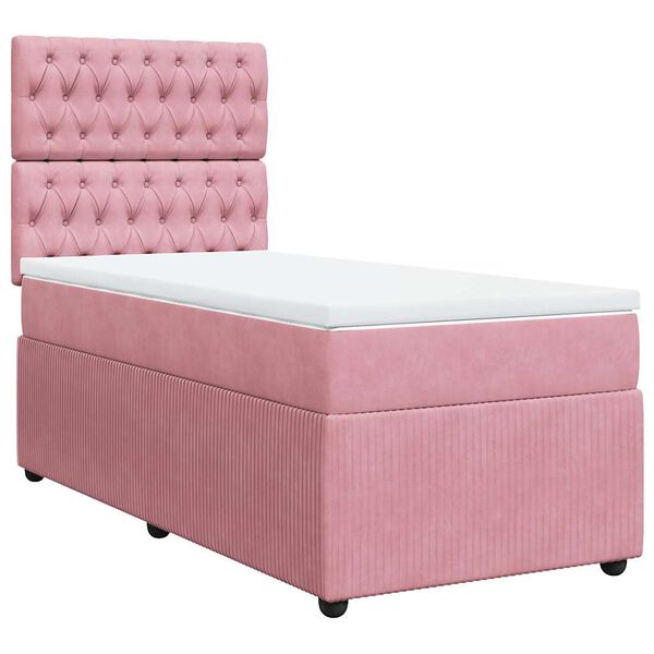 vidaXL Boxspringbett mit Matratze Rosa 80x200 cm Samt