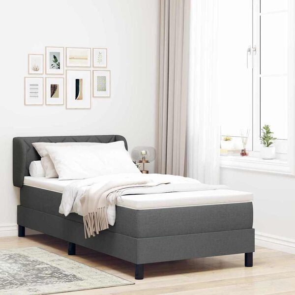 vidaXL Boxspringbett mit Matratze Dunkelgrau 100 x 200 cm Stoff