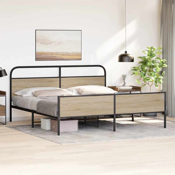 vidaXL Metallbett ohne Matratze R&auml;uchereiche 193x203 cm