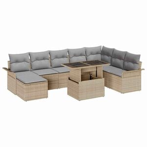 vidaXL Sofa Set 9 stk. Beige Poly-Rattan