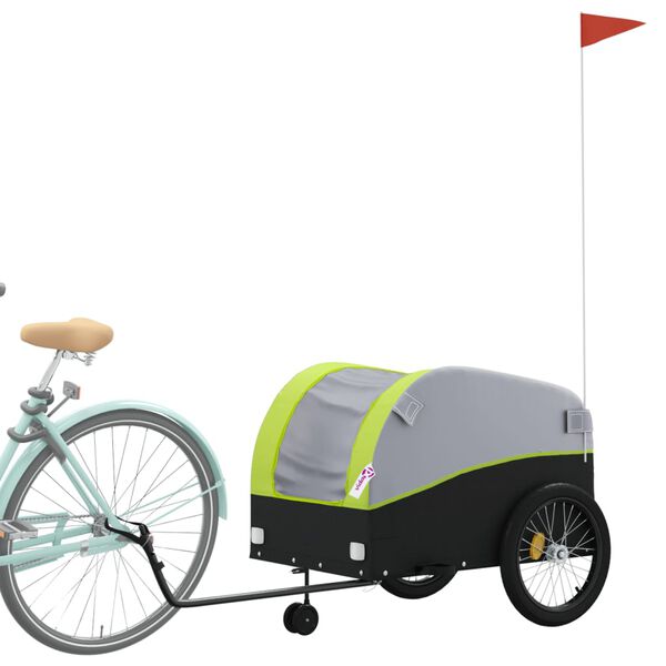 vidaXL Fahrradanh&auml;nger Schwarz und Gr&uuml;n 45 kg Eisen