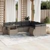 vidaXL 10-tlg. Garten-Sofagarnitur mit Kissen Hellgrau Poly Rattan